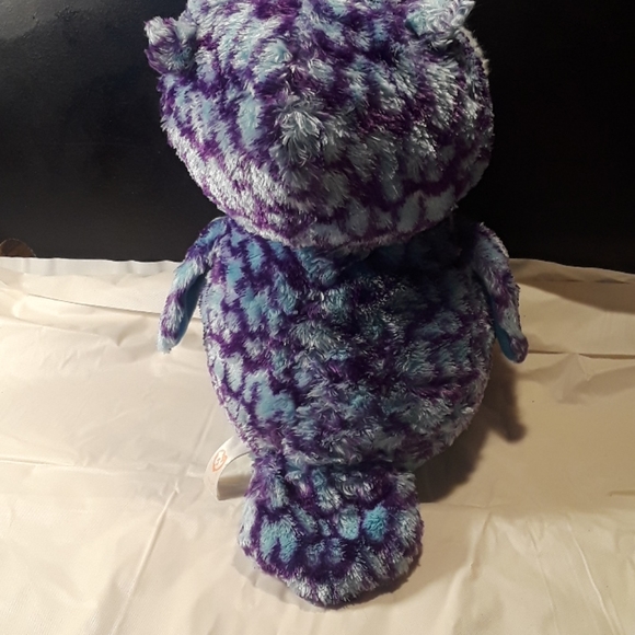•Ty Beanie Boo Oscar the purple wise owl with shimmery Big eyes and toes 10.5in - Picture 3 of 11
